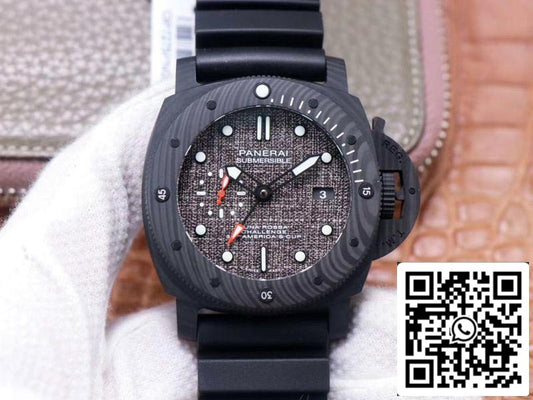 بانراي سابمرسايبل PAM01039 1:1 أفضل إصدار مقابل ساعة فاكتوري بلاك كربون سويسرية P9010