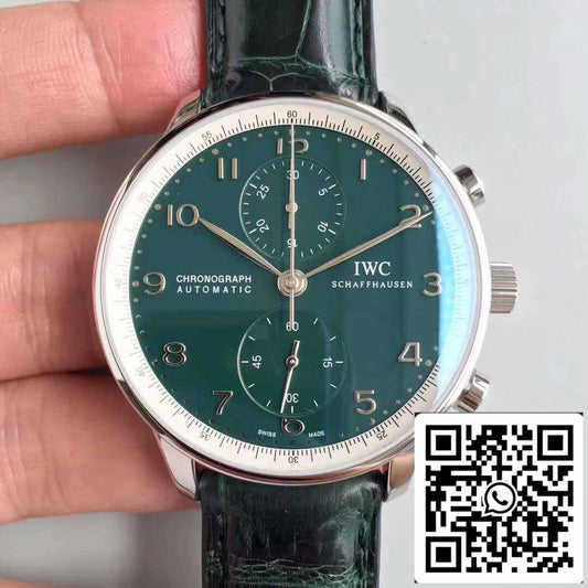 IWC Portuguese YL Factory 1:1 Best Edition Swiss ETA69355 Mostrador Verde Com Marcadores Prateados