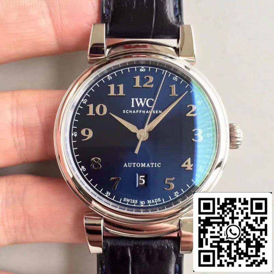 ساعة IWC Da Vinci IW356605 MKS Factory 1:1 Best Edition السويسرية ETA2892 بمينا أزرق وعلامات فضية