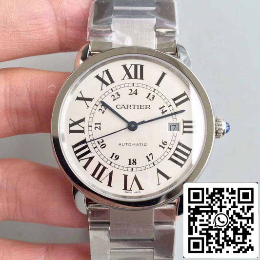ساعة روند سولو دي كارتييه W670101 ZF Factory للرجال، إصدار 1:1، سويسرية، ETA9015، مينا بيضاء