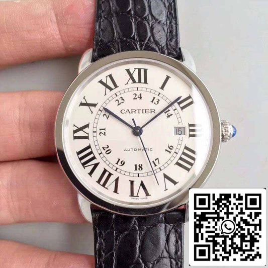 ساعة روند سولو دي كارتييه W6701010 ZF Factory للرجال، إصدار 1:1، سويسرية، ETA9015، مينا بيضاء