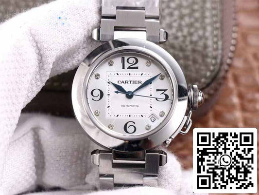 كارتييه باشا W31073M7 1:1 أفضل إصدار V9 مصنع مينا فضية سويسرية كال.049