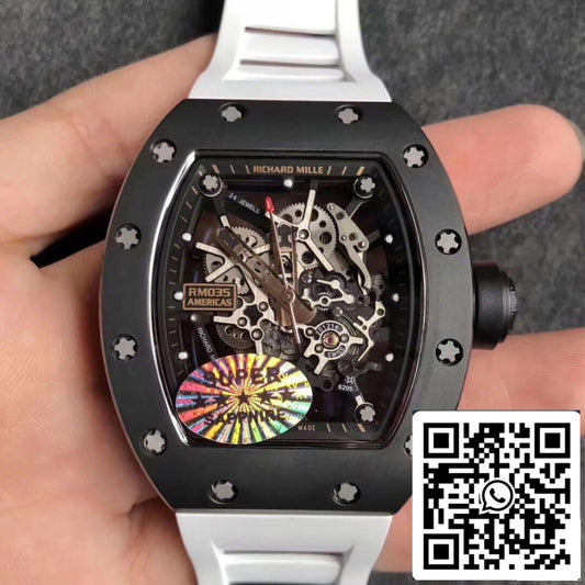 Richard Mille RM035 Americas KV Factory 1:1 Melhor Edição Pulseira Branca