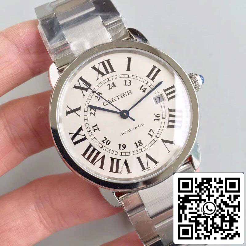 ساعة روند سولو دي كارتييه W670101 ZF Factory للرجال، إصدار 1:1، سويسرية، ETA9015، مينا بيضاء