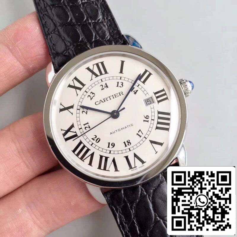 ساعة روند سولو دي كارتييه W6701010 ZF Factory للرجال، إصدار 1:1، سويسرية، ETA9015، مينا بيضاء