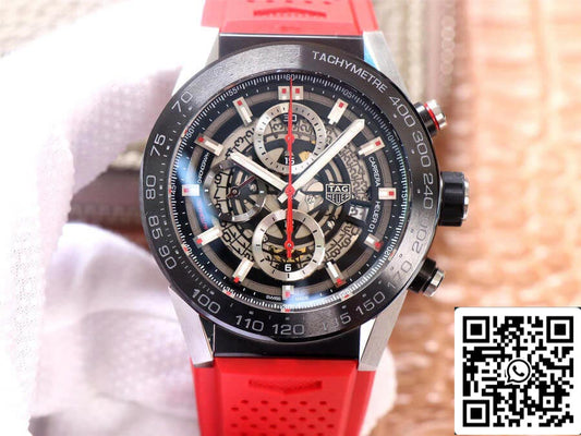 ساعة TAG Heuer Carrera CAR2A1Z.FT6050 1:1 Best Edition XF Factory بسوار مطاطي أحمر