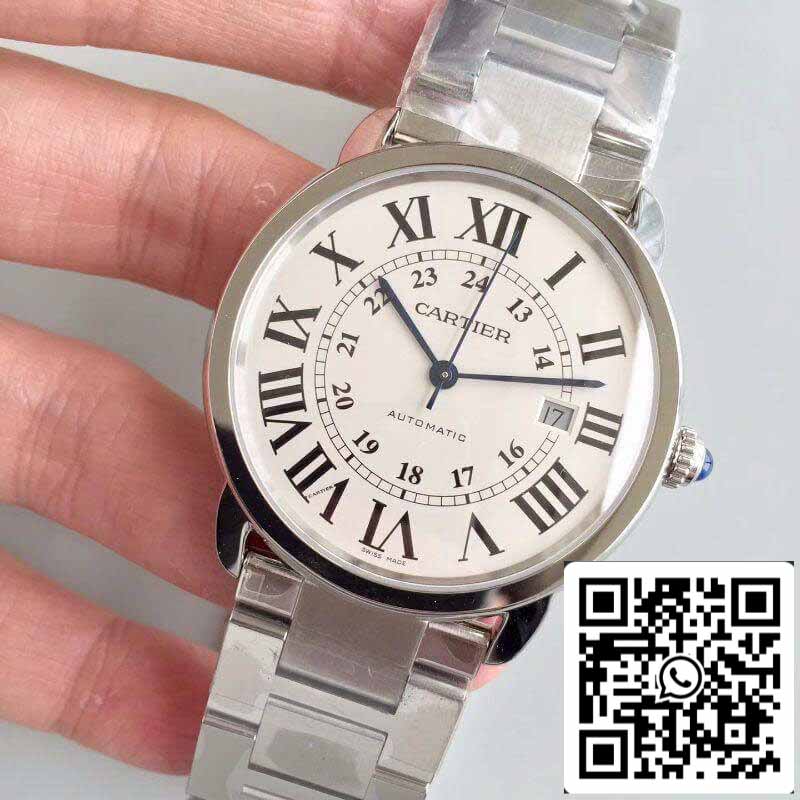 ساعة روند سولو دي كارتييه W670101 ZF Factory للرجال، إصدار 1:1، سويسرية، ETA9015، مينا بيضاء