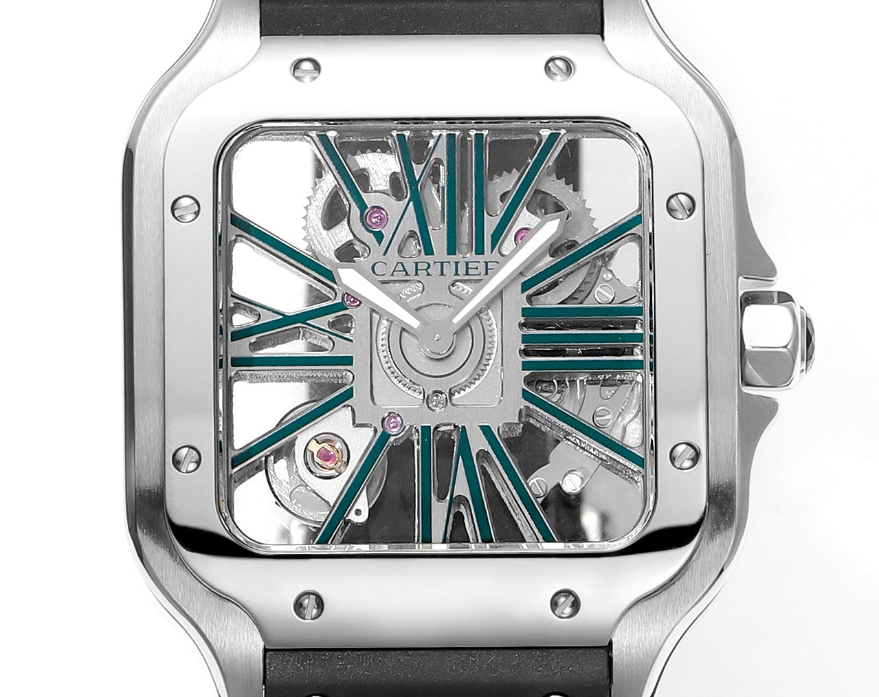 Cartier santos Skeleton 40mm THB Factory 1:1 Best Edition Caixa branca e pulseira preta
