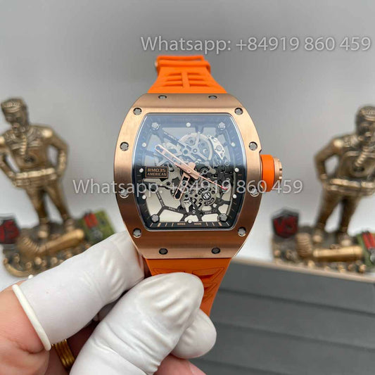 Richard Mille RM035 Toro Americas Edition Rose gold e pulseira laranja 1:1 Best Clone Sonic Factory