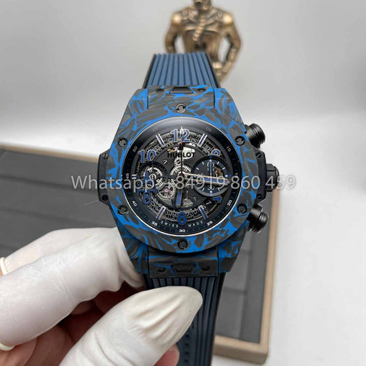 Hublot BIG BANG 1:1 Melhor Edição HB Fábrica Fibra de Carbono Caixa Azul