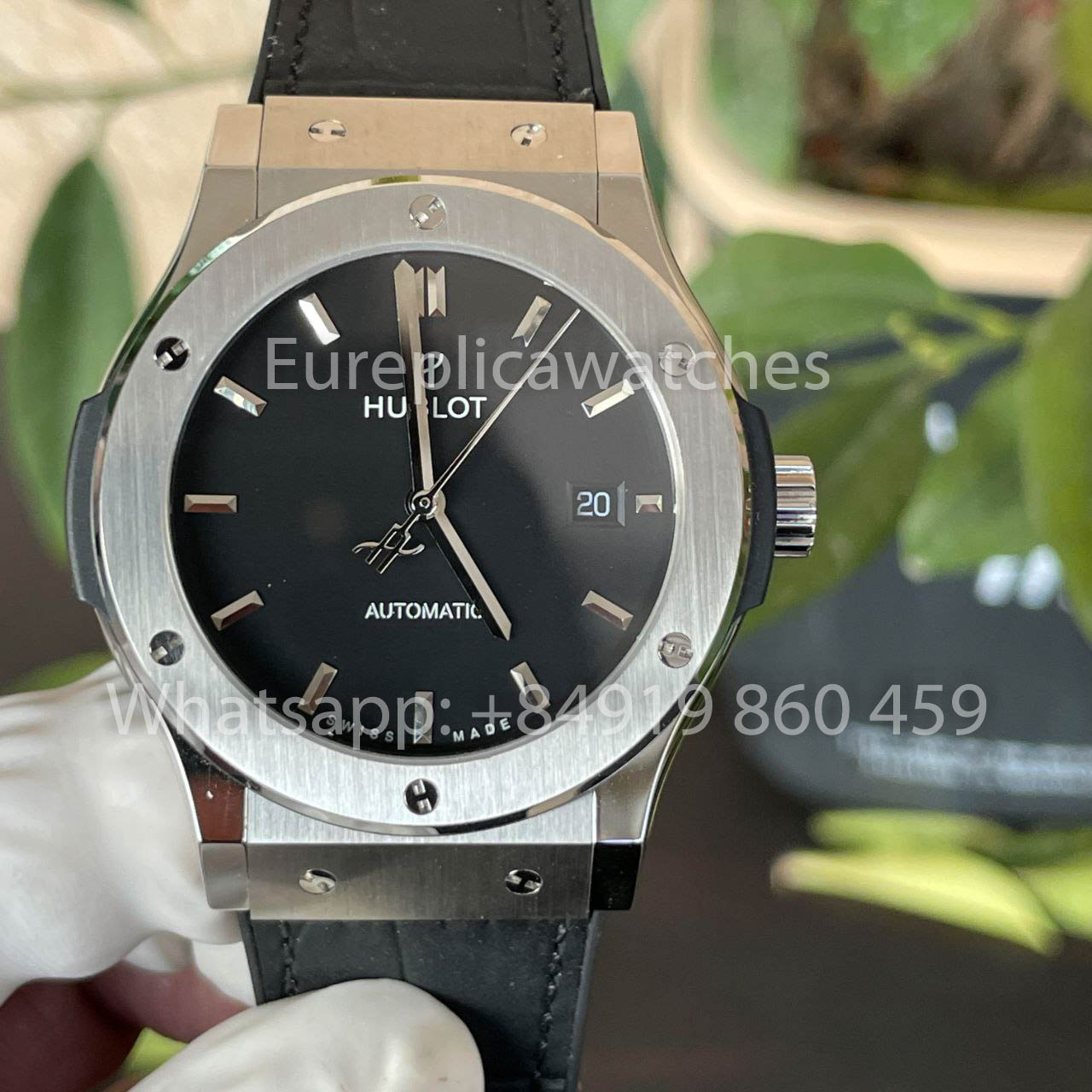 ساعة هوبلو كلاسيك فيوجن 542.NX.1171.RX 42 مم 1:1 أفضل نسخة طبق الأصل من HB Factory بمينا أسود وحزام جلدي