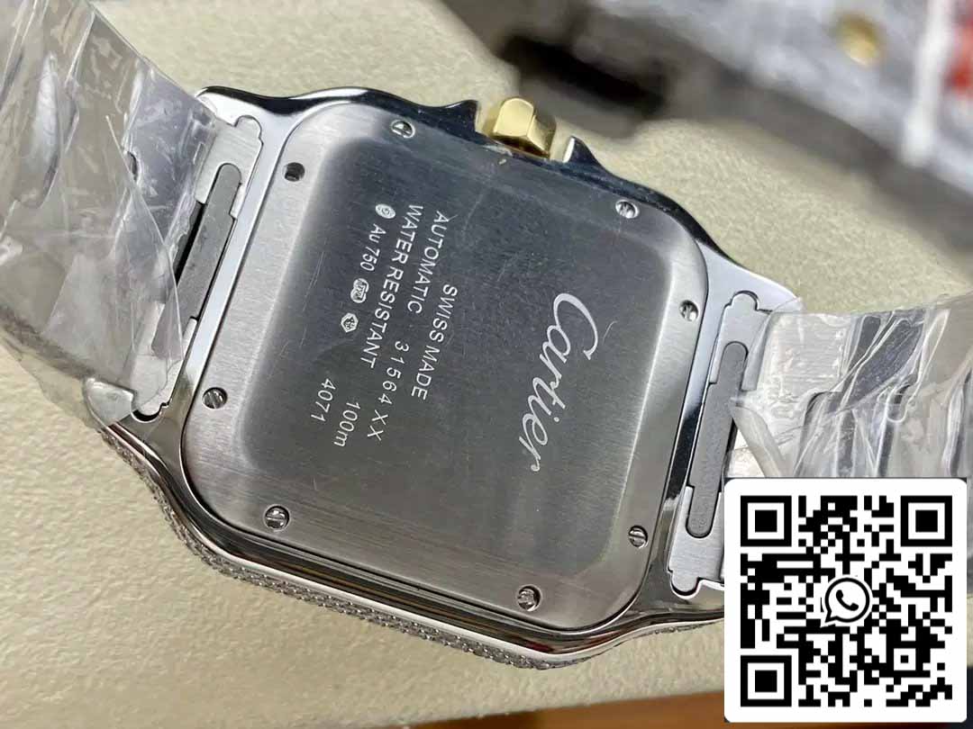 Santos De Cartier Diamante Numérico Cor Dial Ouro Amarelo 1:1 Melhor Edição AMG Fábrica Pedra Swarovski