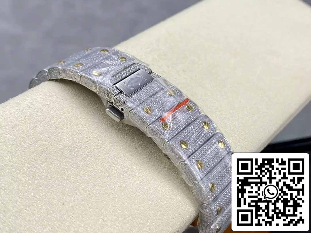 Santos De Cartier Diamante Numérico Cor Dial Ouro Amarelo 1:1 Melhor Edição AMG Fábrica Pedra Swarovski