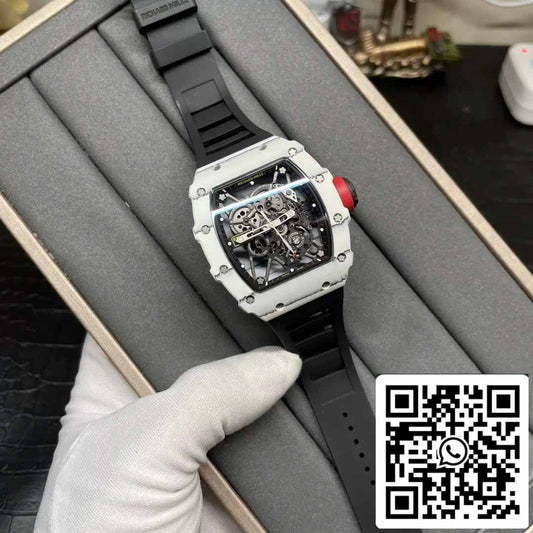 Richard Mille RM35-01 Sonic Factory 1:1 Best Edition Branco Carbono NTPT Pulseira de Borracha Preta