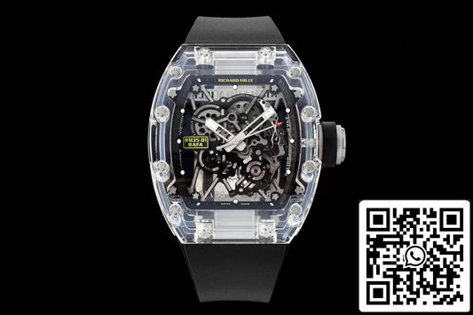 Richard Mille RM35-01 Sonic Factory 1:1 Best Edition Caixa Saphire Pulseira de borracha preta
