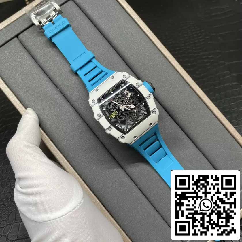 Richard Mille RM35-01 Sonic Factory 1:1 Best Edition Branco Carbono NTPT Azul Pulseira de Borracha