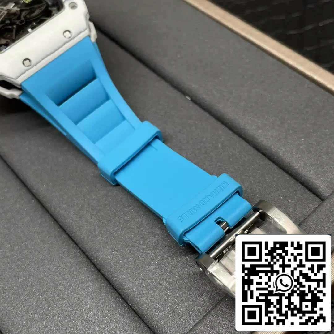 Richard Mille RM35-01 Sonic Factory 1:1 Best Edition Branco Carbono NTPT Azul Pulseira de Borracha