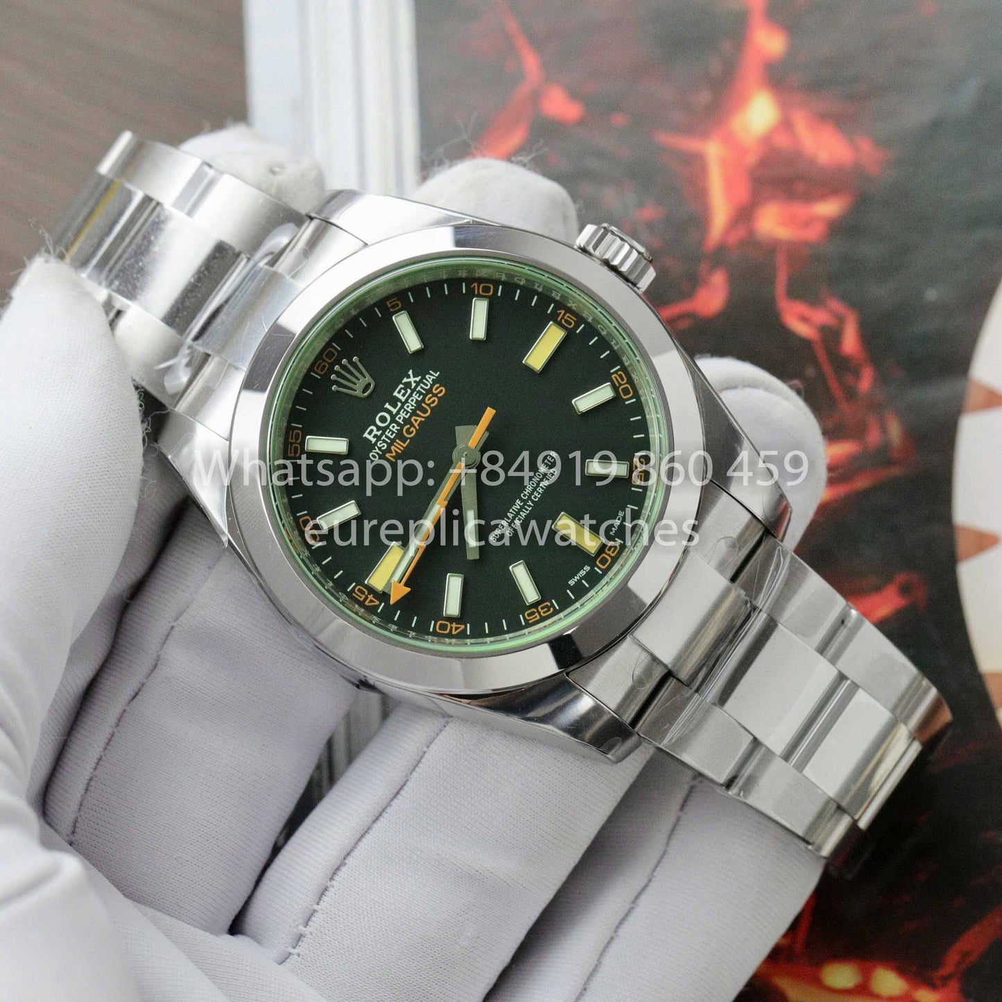 Rolex Milgauss 116400GV-0001 Réplica de relógio 1:1 melhor clone VS fábrica