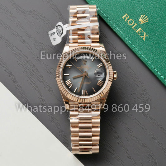 رولكس تكشف عن ساعة Day-Date الجديدة بقطر 40 مم وقرص رمادي 2024 QF Factory 1:1 Best Clone Custom Gold Plated 