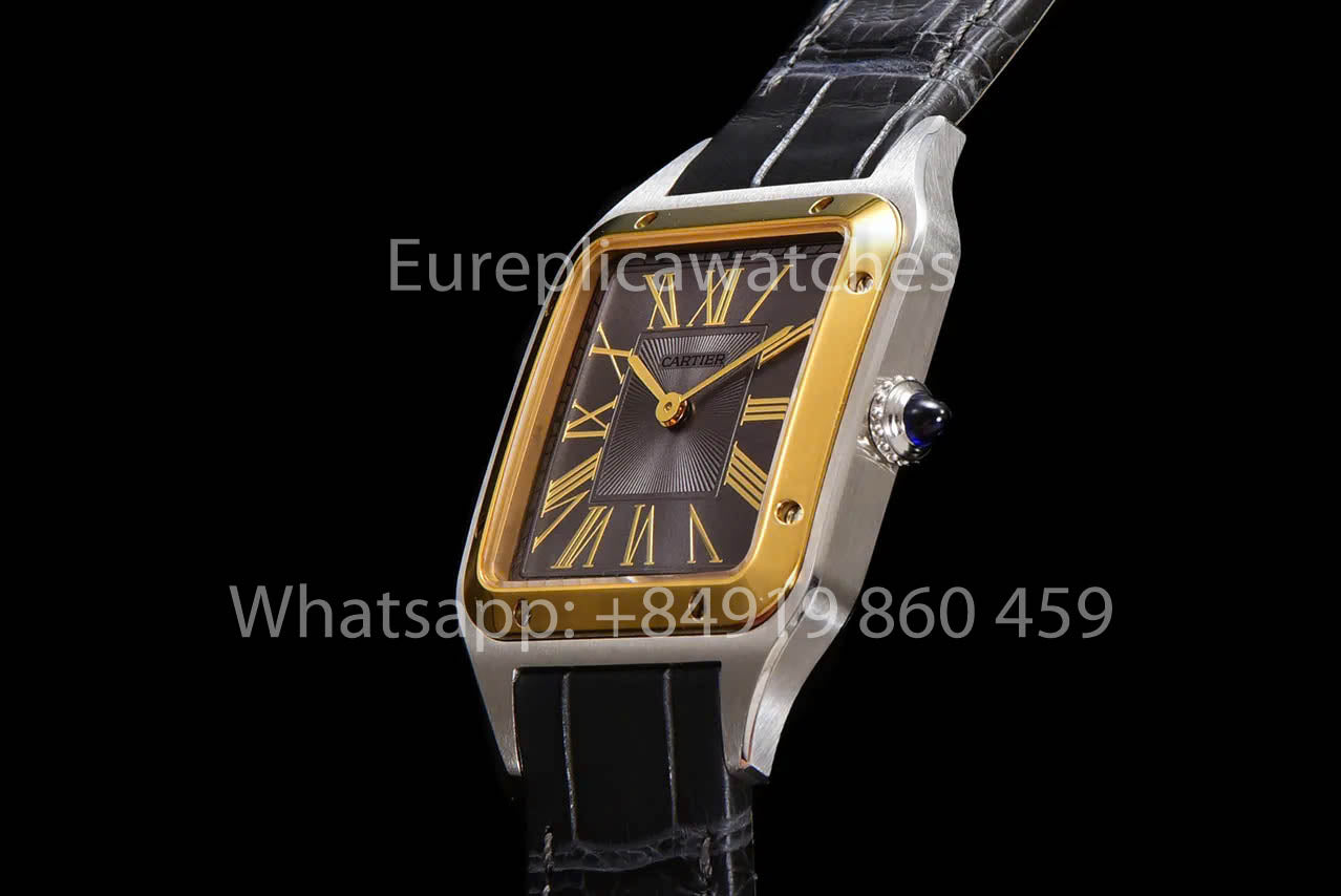 Cartier Santos-Dumont W2SA0015 1:1 Best Clone F1 Factory Grey Dial Yellow Gold Bezel