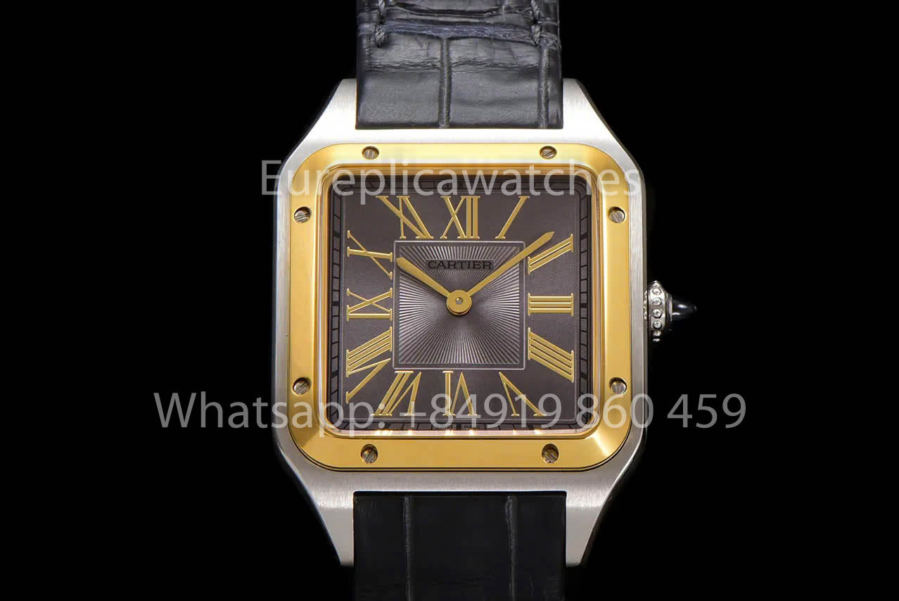 Cartier Santos-Dumont W2SA0015 1:1 Best Clone F1 Factory Grey Dial Yellow Gold Bezel