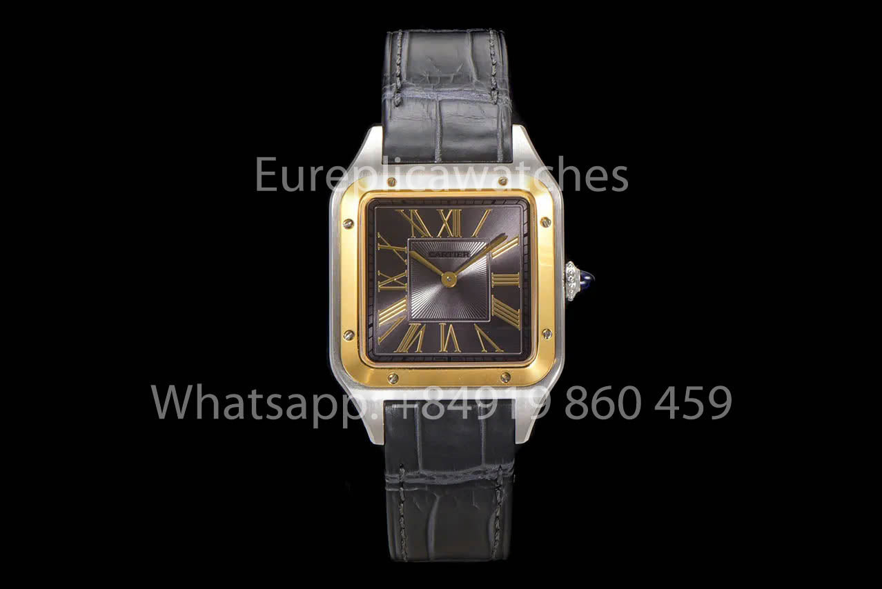 Cartier Santos-Dumont W2SA0015 1:1 Best Clone F1 Factory Grey Dial Yellow Gold Bezel