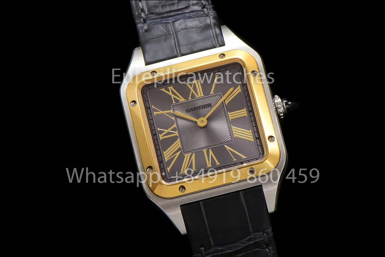 Cartier Santos-Dumont W2SA0015 1:1 Best Clone F1 Factory Grey Dial Yellow Gold Bezel