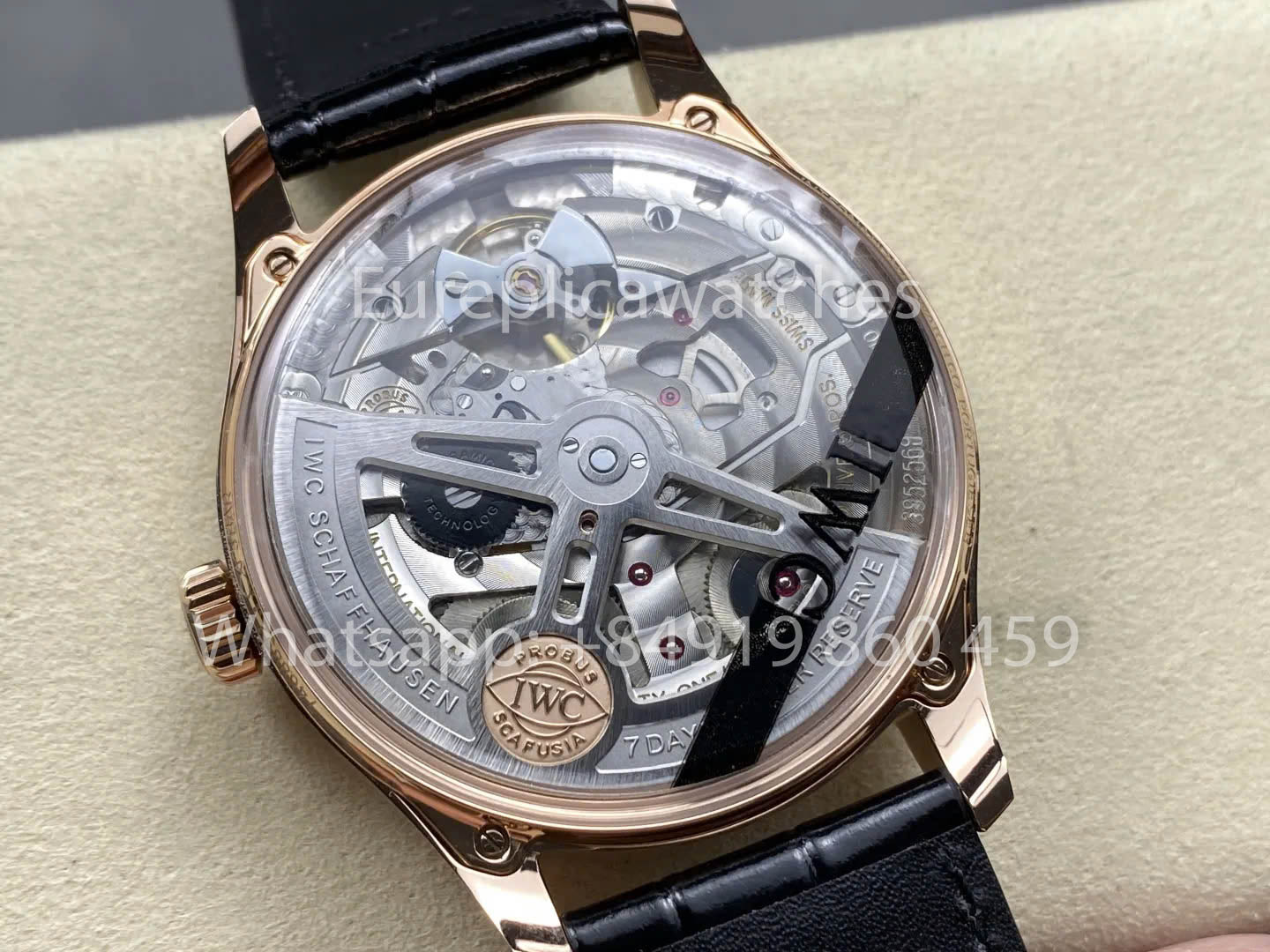 IWC Português IW501707 APS Fábrica 1:1 Melhor Clone Relógio Mostrador Preto Pulseira de Couro